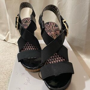 Black Chunky Heel Sandals